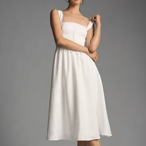 Reformation Tagliatelle Linen Dress Sz6 White - Picture 3 of 12